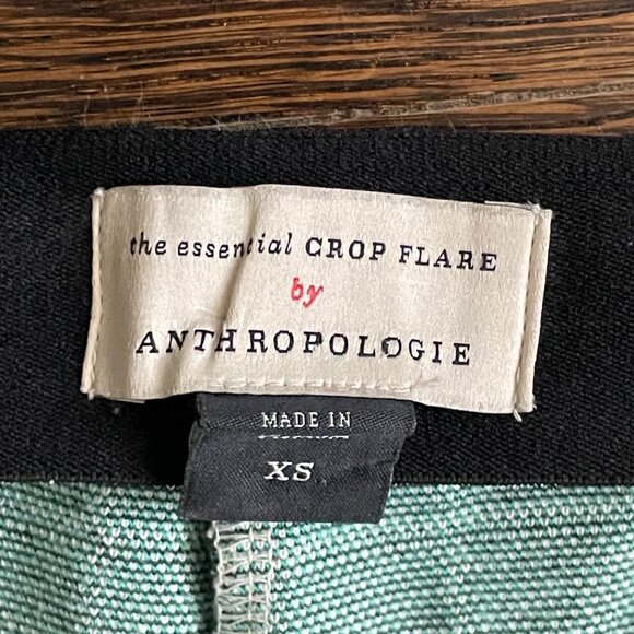 Anthropologie The Essential Crop Flare Pant Off White Black Green-XS - Picture 4 of 12